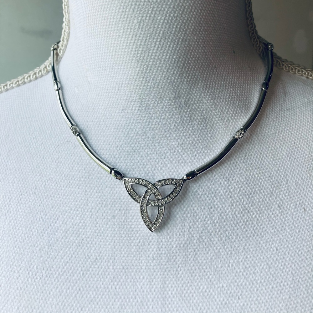 Silver and Rhinestone Trinity Necklace